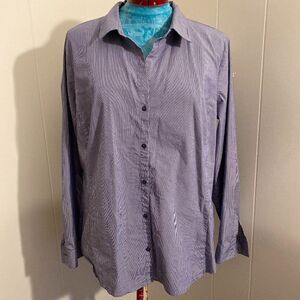 Worthington Pin Striped Long Sleeve Button Down Womens Top Size 18